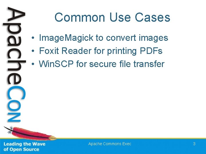 Common Use Cases • Image. Magick to convert images • Foxit Reader for printing