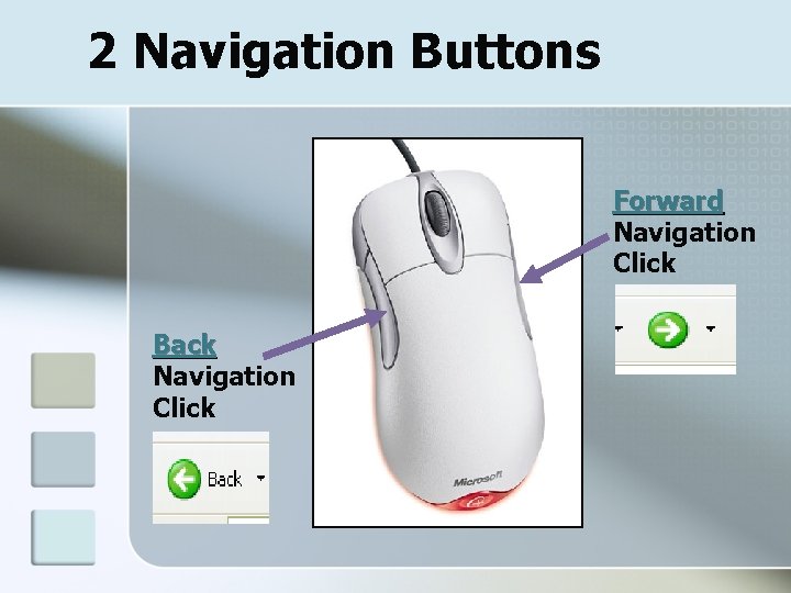 2 Navigation Buttons Forward Navigation Click Back Navigation Click 