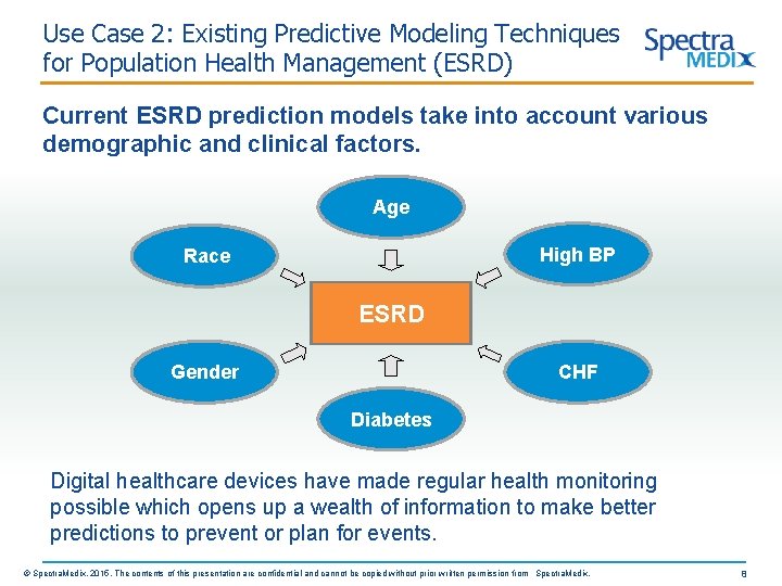 Use Case 2: Existing Predictive Modeling Techniques for Population Health Management (ESRD) Current ESRD