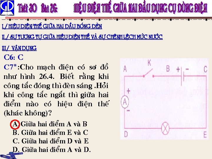 I. / HIEÄU ÑIEÄN THEÁ GIÖÕA HAI ÑAÀU BOÙNG ÑEØN II. / SÖÏ TÖÔNG