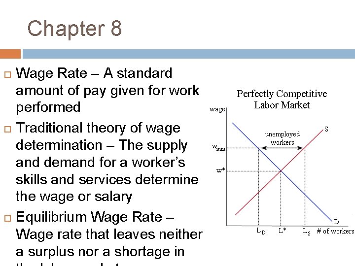 Chapter 8 Wage Rate – A standard amount of pay given for work performed
