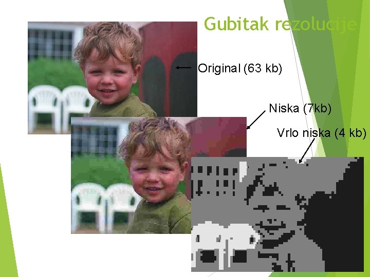 Gubitak rezolucije Original (63 kb) Niska (7 kb) Vrlo niska (4 kb) 31 