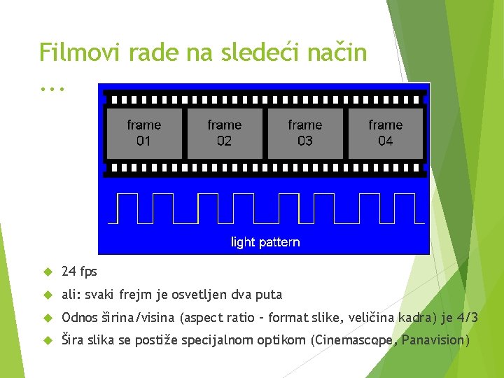 Filmovi rade na sledeći način. . . 24 fps ali: svaki frejm je osvetljen