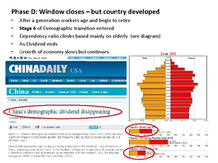 Phase D: Window closes – but country developed • • • After a generation