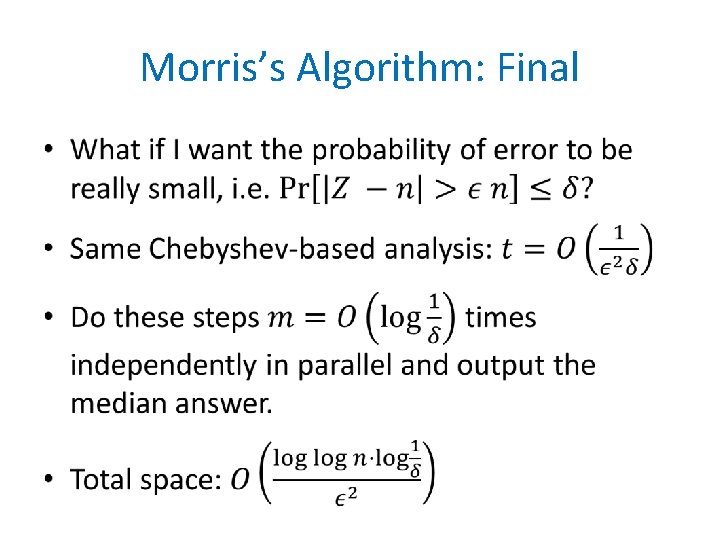 Morris’s Algorithm: Final • 