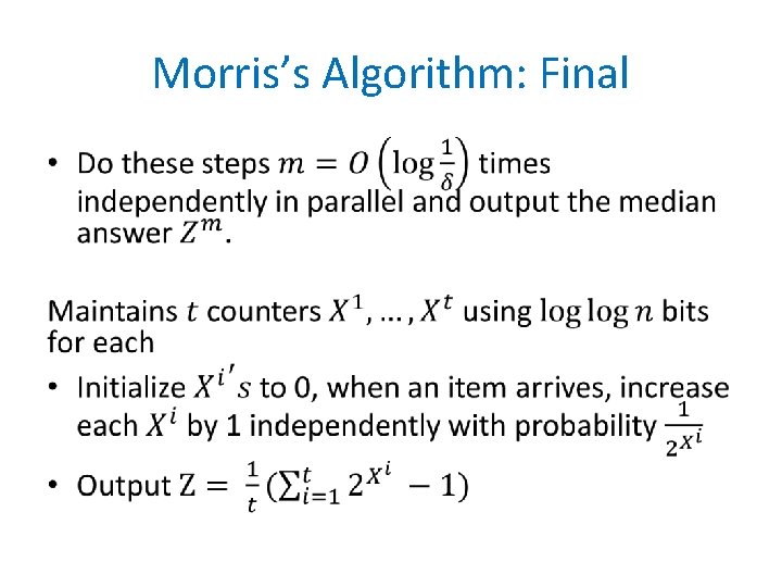 Morris’s Algorithm: Final • 