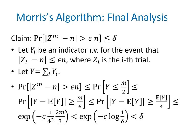 Morris’s Algorithm: Final Analysis • 