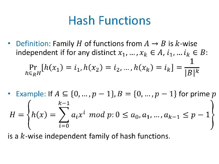 Hash Functions • 