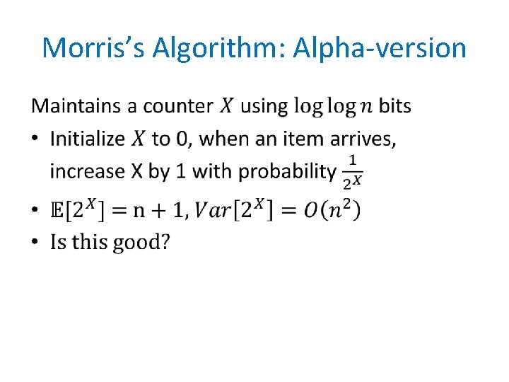 Morris’s Algorithm: Alpha-version • 