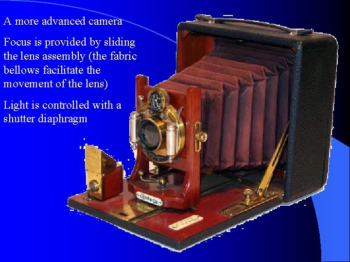 A more advanced camera Focus is provided by sliding the lens assembly (the fabric