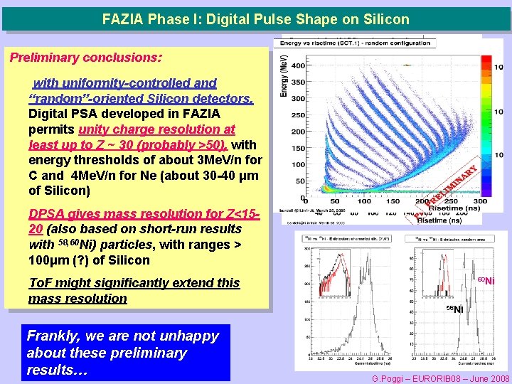 FAZIA Phase I: Digital Pulse Shape on Silicon Preliminary conclusions: with uniformity-controlled and “random”-oriented