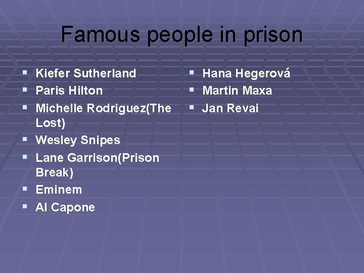 Famous people in prison § § § § Kiefer Sutherland Paris Hilton Michelle Rodriguez(The