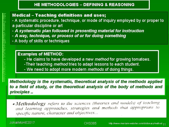  HE METHODOLOGIES – DEFINING & REASONING http: //www. visualthesaurus. com/app/view Medical – Teaching