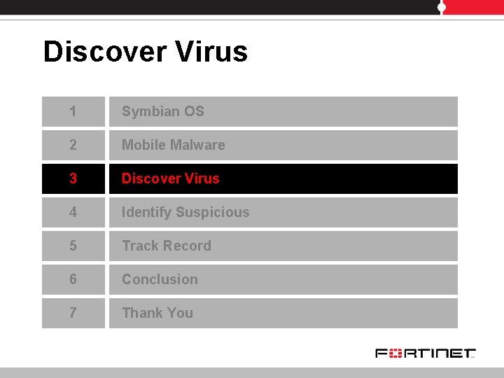 Discover Virus 1 Symbian OS 2 Mobile Malware 3 Discover Virus 4 Identify Suspicious