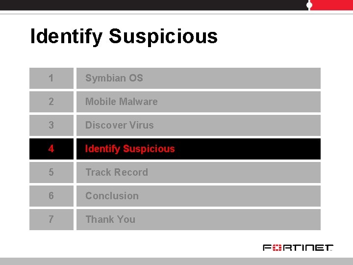 Identify Suspicious 1 Symbian OS 2 Mobile Malware 3 Discover Virus 4 Identify Suspicious