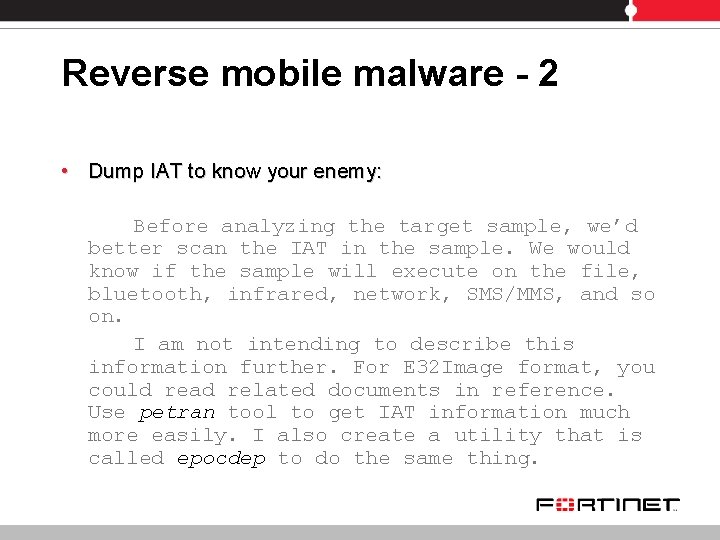 Reverse mobile malware - 2 • Dump IAT to know your enemy: Before analyzing
