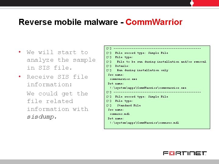 Reverse mobile malware - Comm. Warrior • We will start to analyze the sample