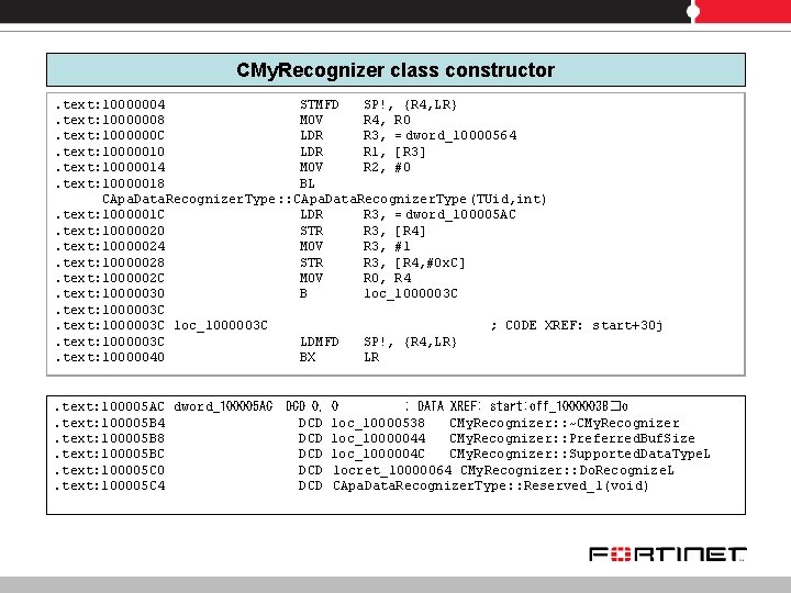 CMy. Recognizer class constructor. text: 10000004 STMFD SP!, {R 4, LR}. text: 10000008 MOV