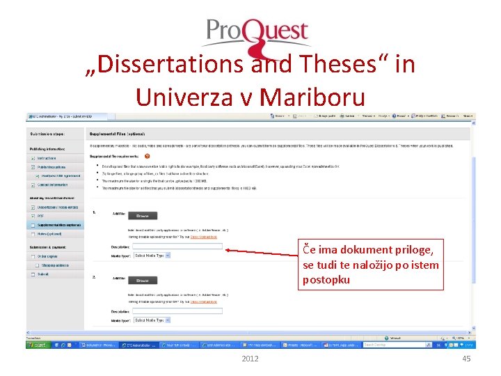 „Dissertations and Theses“ in Univerza v Mariboru Če ima dokument priloge, se tudi te