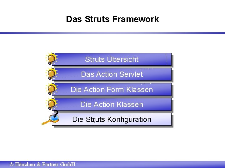 Das Struts Framework Struts Übersicht Das Action Servlet Die Action Form Klassen ? Die