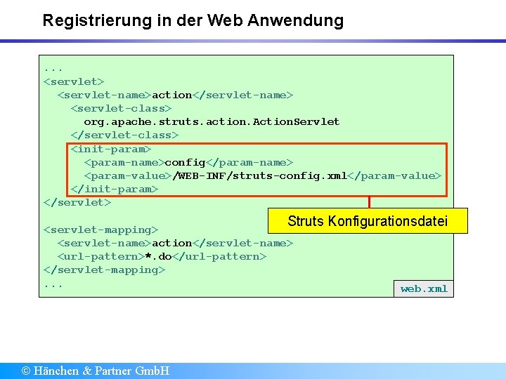 Registrierung in der Web Anwendung. . . <servlet> <servlet-name>action</servlet-name> <servlet-class> org. apache. struts. action.