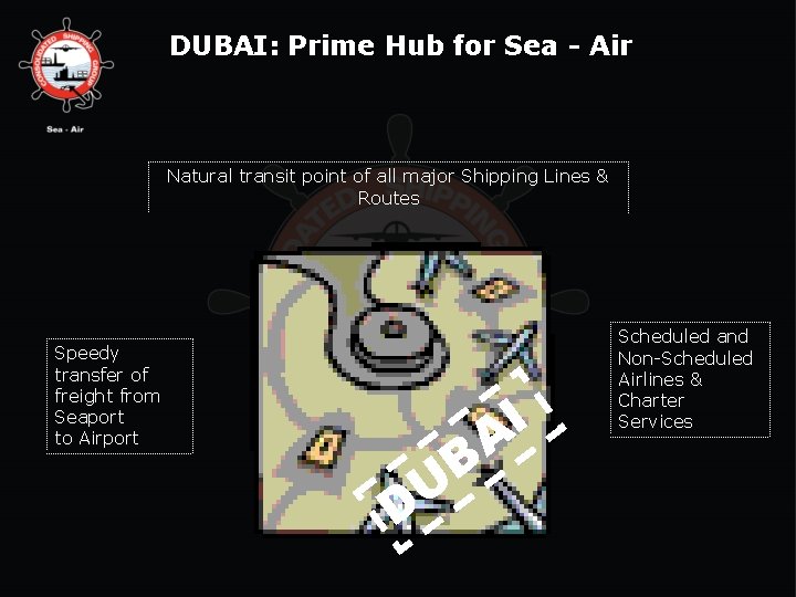 DUBAI: Prime Hub for Sea - Air Natural transit point of all major Shipping