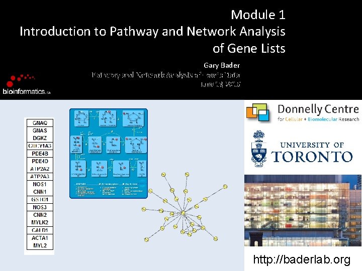 Module 1 Introduction to Pathway and Network Analysis of Gene Lists Gary Bader Pathway