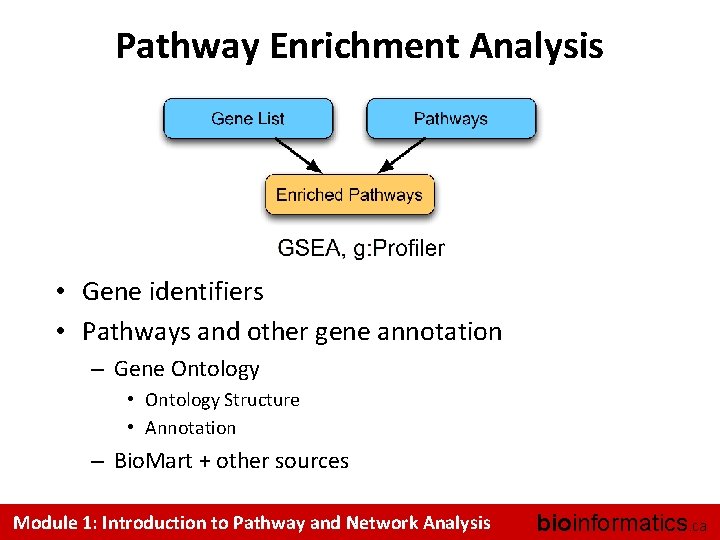 Pathway Enrichment Analysis • Gene identifiers • Pathways and other gene annotation – Gene