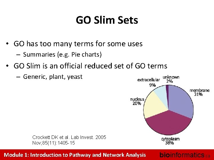 GO Slim Sets • GO has too many terms for some uses – Summaries