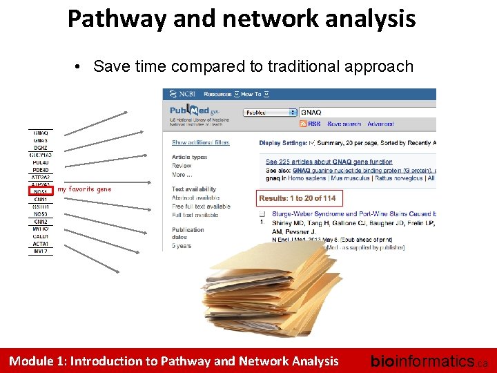 Pathway and network analysis • Save time compared to traditional approach my favorite gene