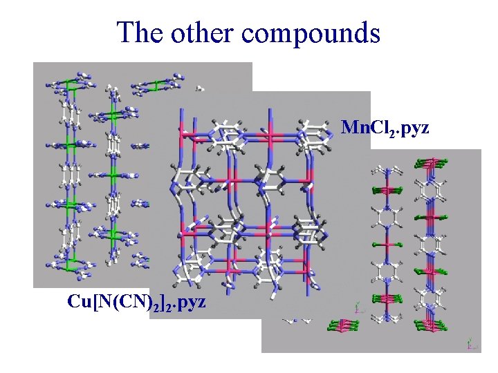 The other compounds Mn. Cl 2. pyz Cu[N(CN)2]2. pyz 