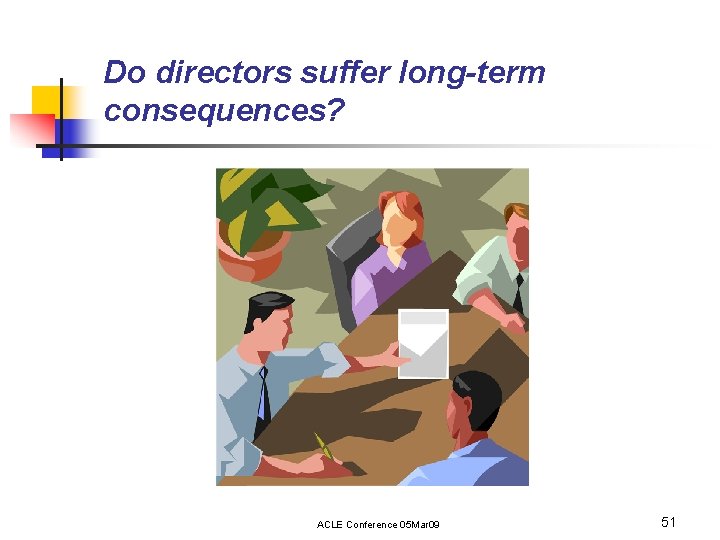 Do directors suffer long-term consequences? ACLE Conference 05 Mar 09 51 