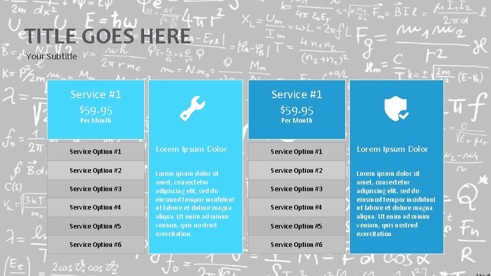 TITLE GOES HERE Your Subtitle Service #1 $59. 95 Per Month Service Option #1