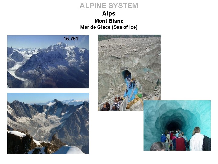 ALPINE SYSTEM Alps Mont Blanc Mer de Glace (Sea of Ice) 15, 781’ 