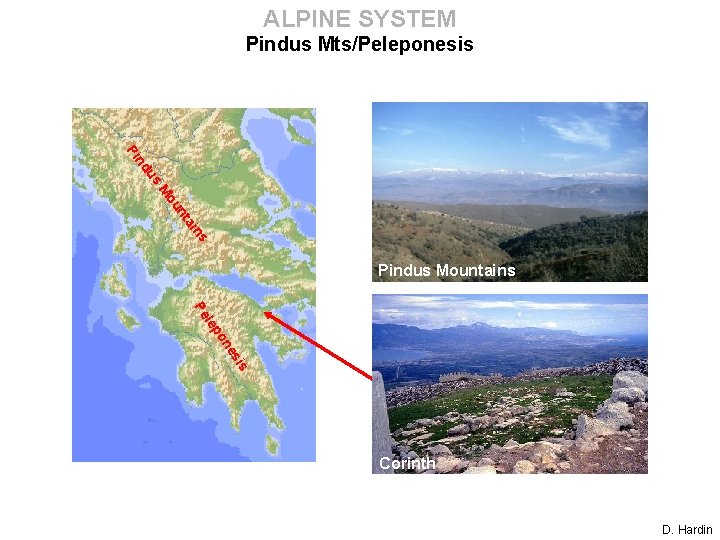 ALPINE SYSTEM Pindus Mts/Peleponesis nd Pi us ou M ai nt ns Pindus Mountains