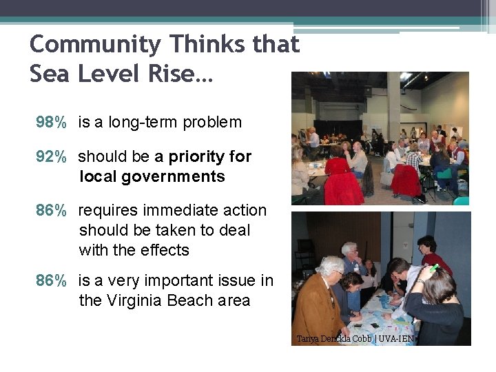 Community Thinks that Sea Level Rise… 98% is a long-term problem 92% should be