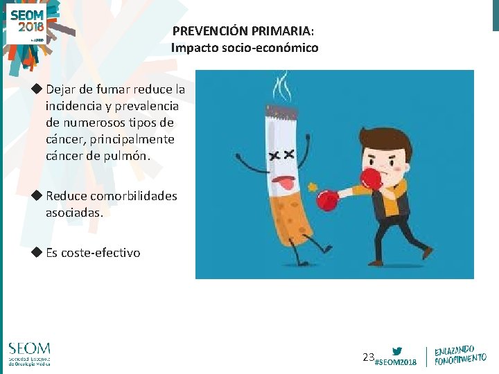 PREVENCIÓN PRIMARIA: Impacto socio-económico u Dejar de fumar reduce la incidencia y prevalencia de