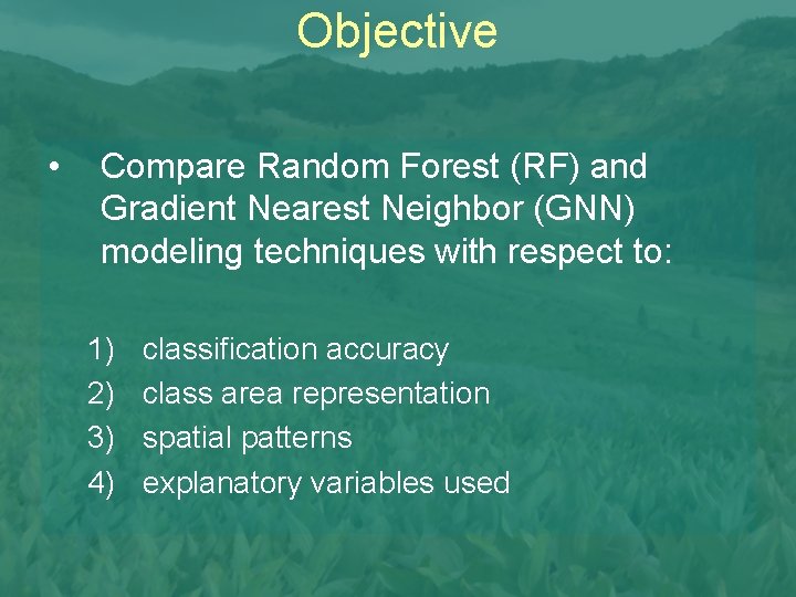 Random Forests and Nearest Neighbors Methods for mapping