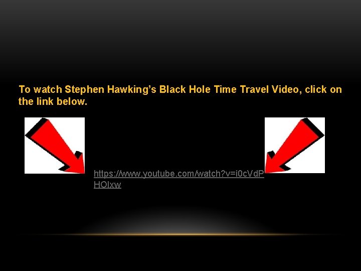 To watch Stephen Hawking’s Black Hole Time Travel Video, click on the link below.