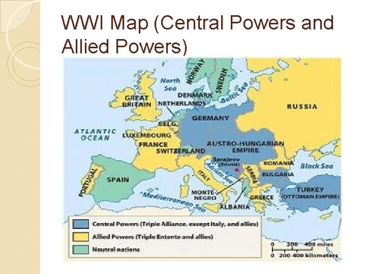 WWI Map (Central Powers and Allied Powers) 