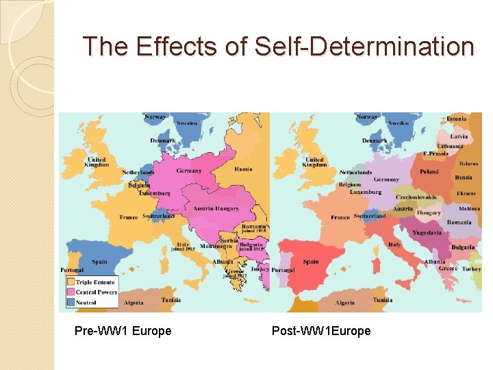 The Effects of Self-Determination Pre-WW 1 Europe Post-WW 1 Europe 