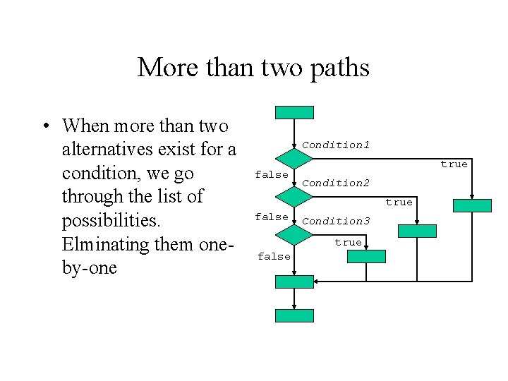 More than two paths • When more than two alternatives exist for a condition,