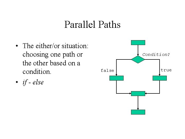 Parallel Paths • The either/or situation: choosing one path or the other based on