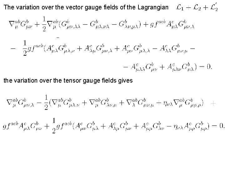 The variation over the vector gauge fields of the Lagrangian the variation over the