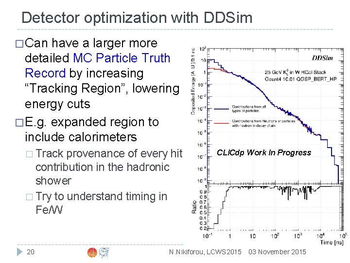 Detector optimization with DDSim � Can have a larger more detailed MC Particle Truth