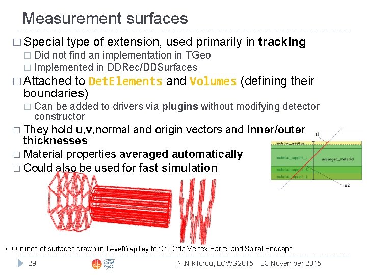 Measurement surfaces � Special type of extension, used primarily in tracking Did not find