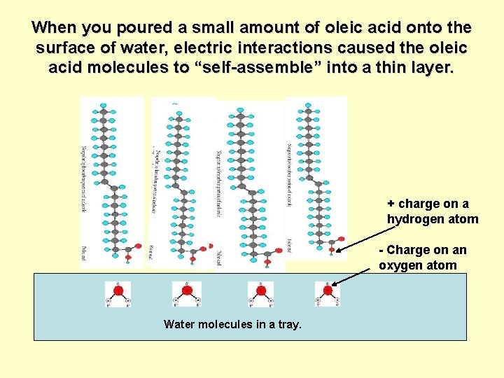 When you poured a small amount of oleic acid onto the surface of water,