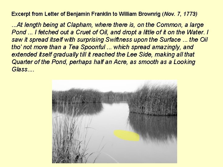 Excerpt from Letter of Benjamin Franklin to William Brownrig (Nov. 7, 1773) . .