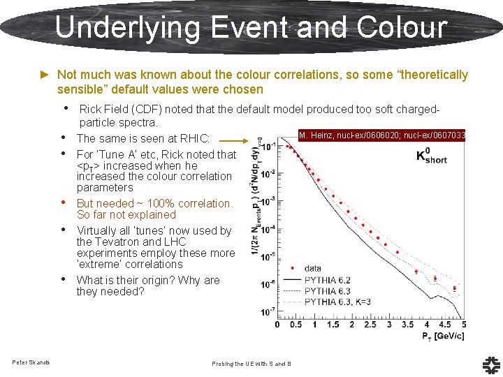Underlying Event and Colour ► Not much was known about the colour correlations, so