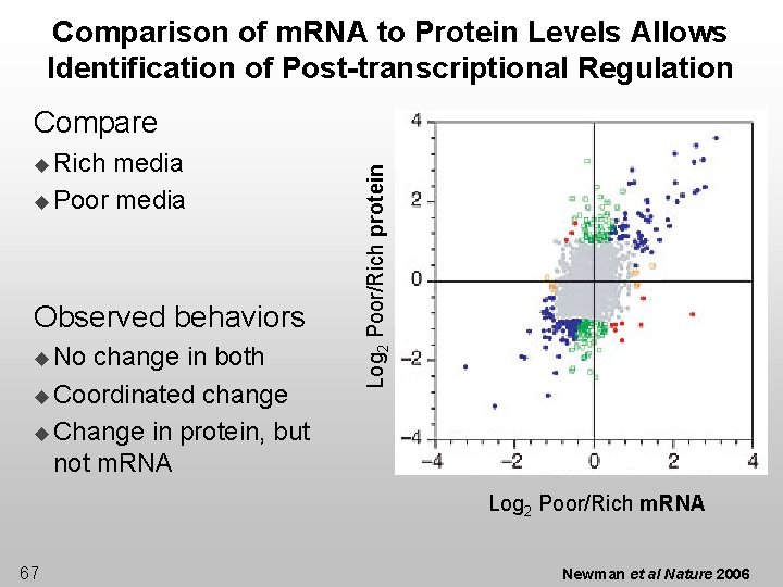 Comparison of m. RNA to Protein Levels Allows Identification of Post-transcriptional Regulation u Rich